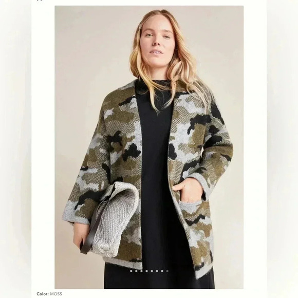 Anthropologie Vera Camo Cardigan in Moss Size Medium - Picture 14 of 16